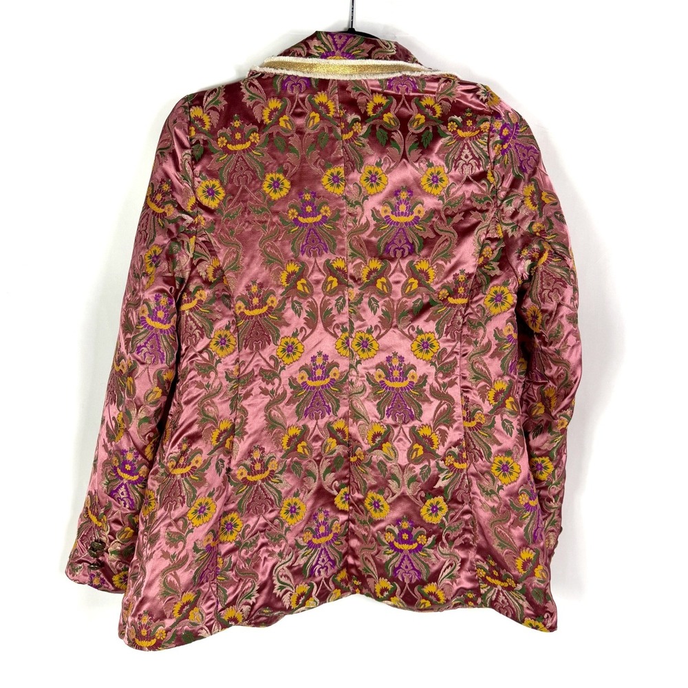 Aratta Silent Journey Renaissance Silk Jacquard Blazer Pink Floral Brocade Sz XS - Picture 11 of 12